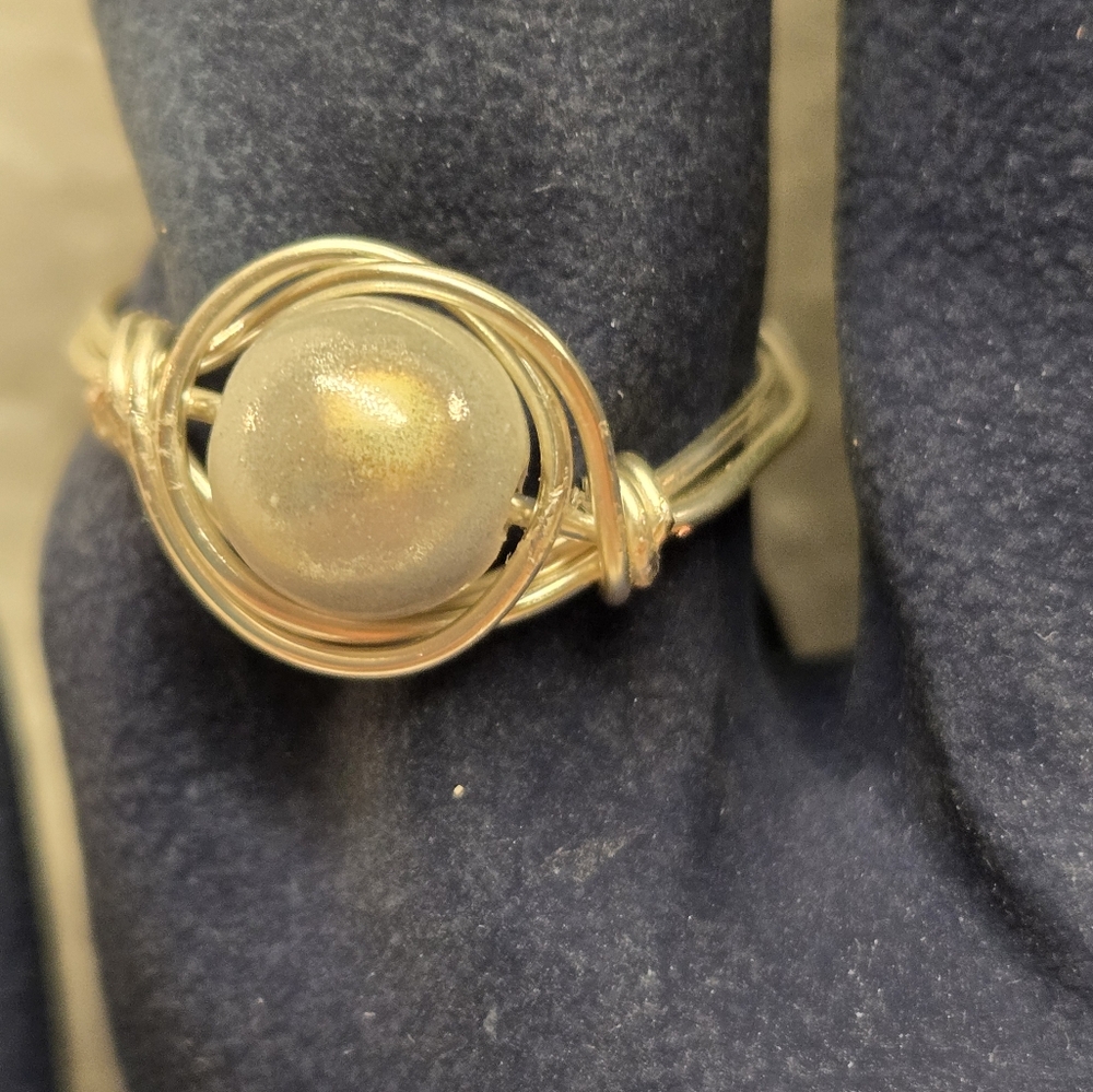 Silver and Silver Miracle Bead Ring